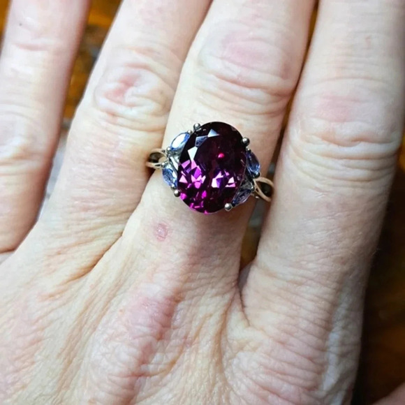 Color Change Sapphire & Natural Tanzanite Ring In 925 Sterling Silver - Picture 3 of 8